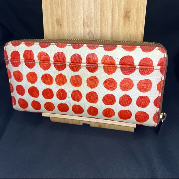 Coach White and Red Polka Dot Zip Wallet - Picture 7 of 11